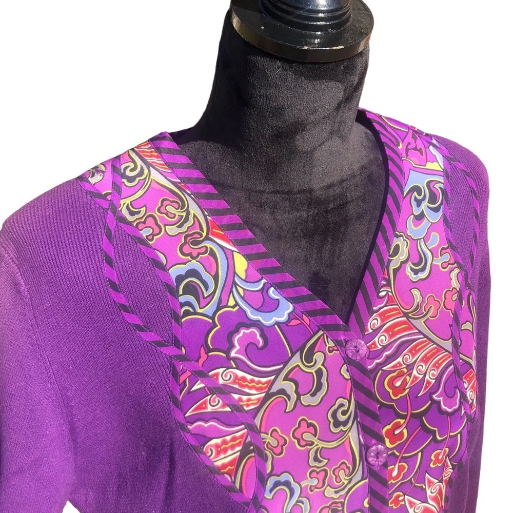 Koos of Course Purple Printed Cardigan Small - Picture 7 of 13